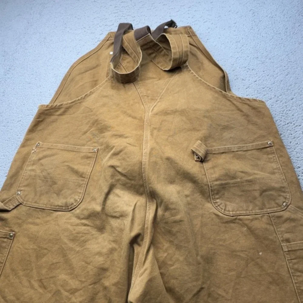 Carhartt Overalls Men 50x30 Brown Duck Bib Double Knee Canvas‎ R06 Workwear Bib